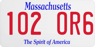 MA license plate 102OR6