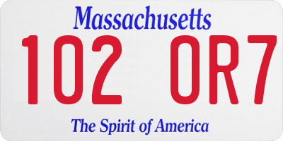 MA license plate 102OR7