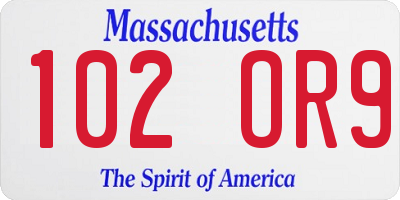 MA license plate 102OR9