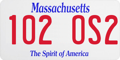 MA license plate 102OS2