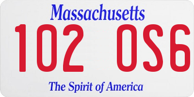 MA license plate 102OS6