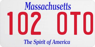 MA license plate 102OT0