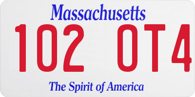 MA license plate 102OT4