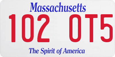 MA license plate 102OT5