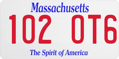 MA license plate 102OT6