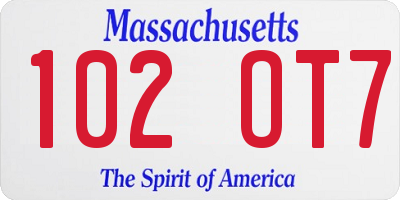 MA license plate 102OT7