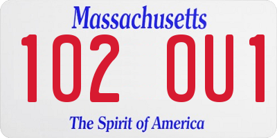 MA license plate 102OU1