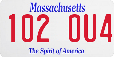 MA license plate 102OU4