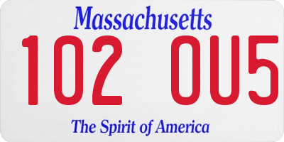 MA license plate 102OU5