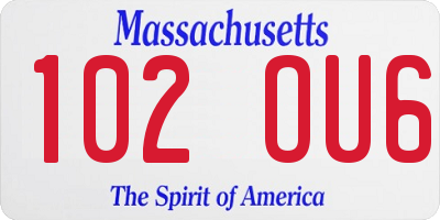 MA license plate 102OU6