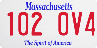 MA license plate 102OV4