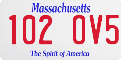 MA license plate 102OV5