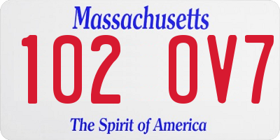 MA license plate 102OV7