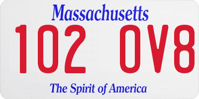 MA license plate 102OV8
