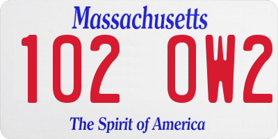 MA license plate 102OW2