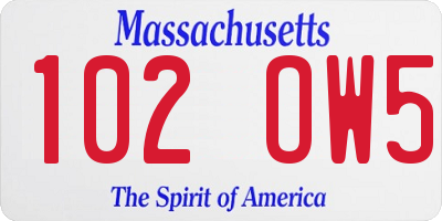 MA license plate 102OW5