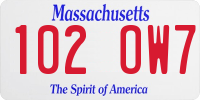 MA license plate 102OW7