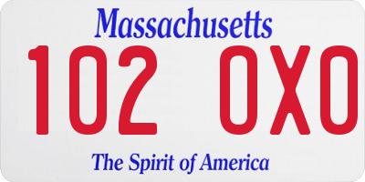 MA license plate 102OX0