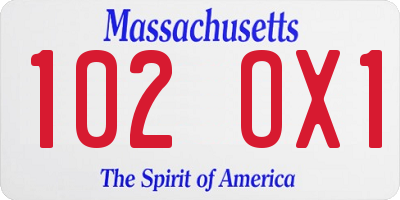 MA license plate 102OX1