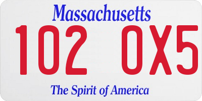 MA license plate 102OX5