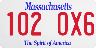 MA license plate 102OX6