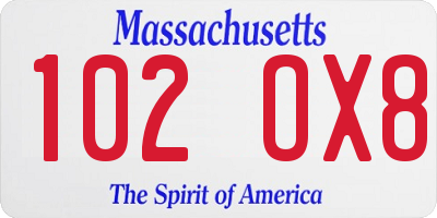 MA license plate 102OX8