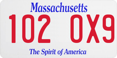 MA license plate 102OX9