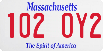 MA license plate 102OY2