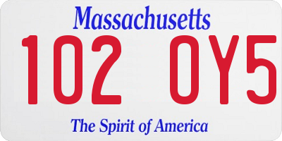 MA license plate 102OY5