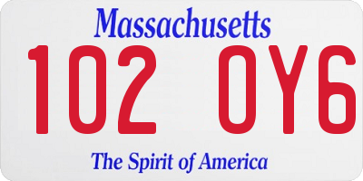 MA license plate 102OY6