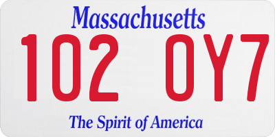 MA license plate 102OY7