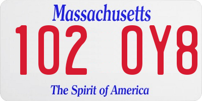 MA license plate 102OY8