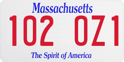 MA license plate 102OZ1