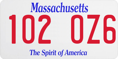 MA license plate 102OZ6