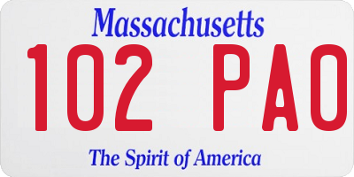 MA license plate 102PA0