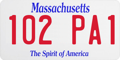 MA license plate 102PA1
