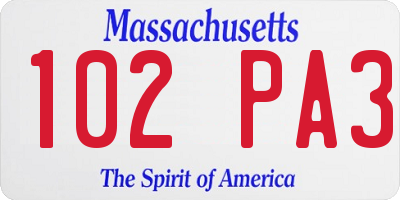 MA license plate 102PA3