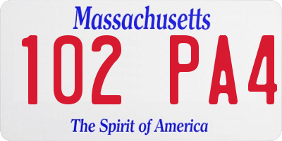 MA license plate 102PA4