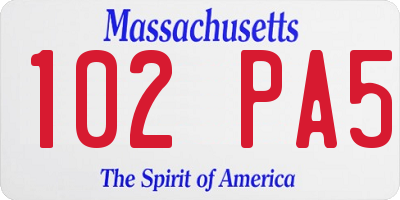 MA license plate 102PA5