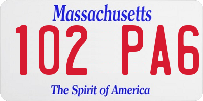 MA license plate 102PA6