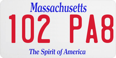 MA license plate 102PA8