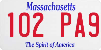 MA license plate 102PA9