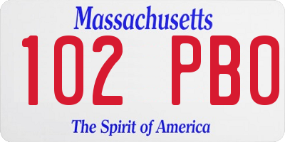 MA license plate 102PB0