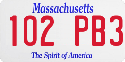 MA license plate 102PB3