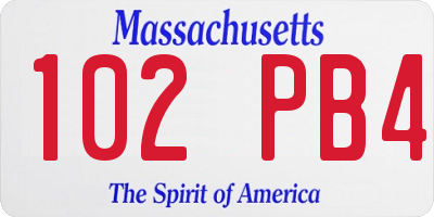 MA license plate 102PB4