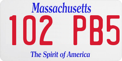 MA license plate 102PB5