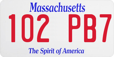 MA license plate 102PB7