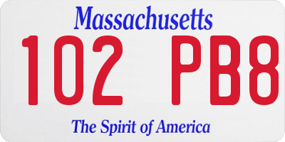 MA license plate 102PB8