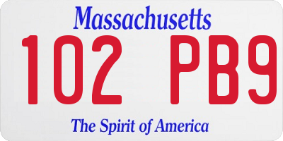 MA license plate 102PB9