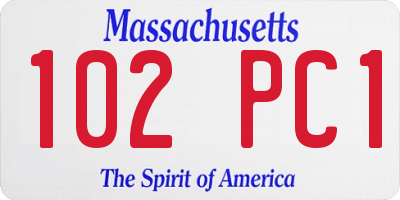 MA license plate 102PC1